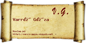 Varró Géza névjegykártya