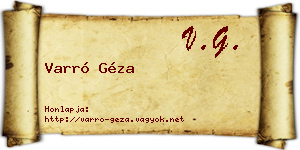 Varró Géza névjegykártya